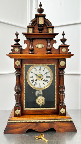 Antique UUU Union Clock Co. Daily Wind Alarm Mantel Clock | Adelaide Clocks