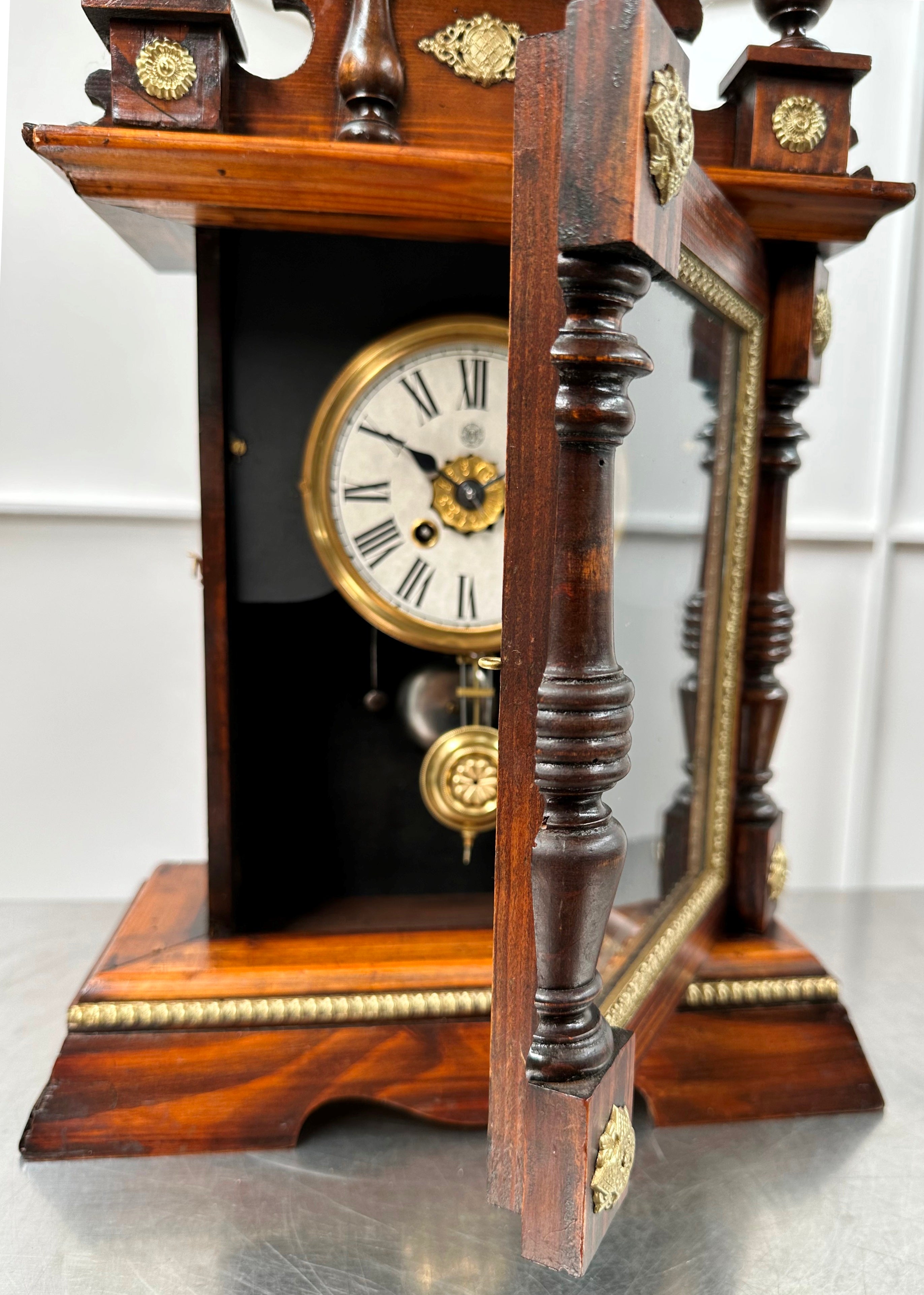 Antique UUU Union Clock Co. Daily Wind Alarm Mantel Clock | Adelaide Clocks
