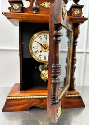 Antique UUU Union Clock Co. Daily Wind Alarm Mantel Clock | Adelaide Clocks
