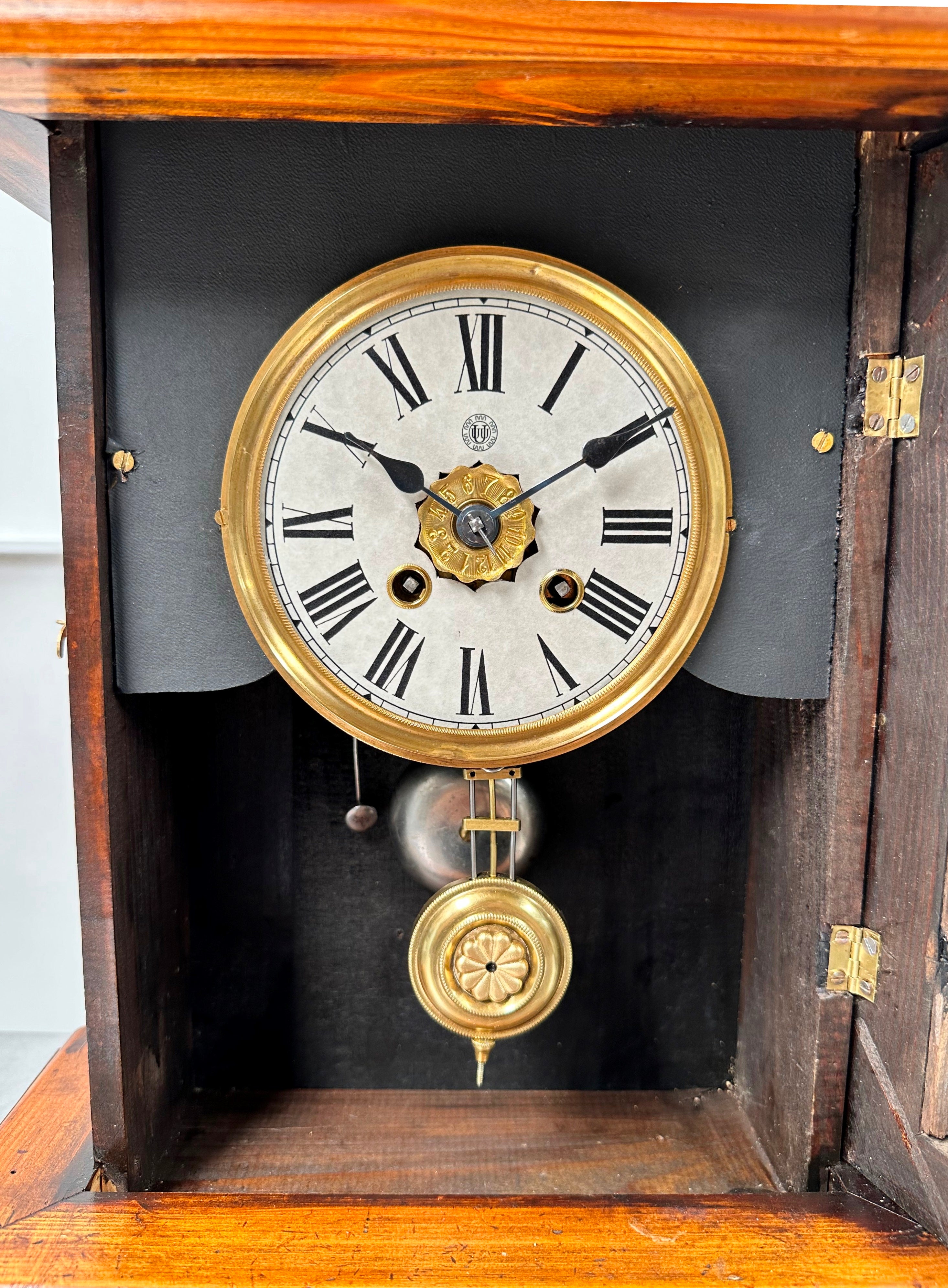 Antique UUU Union Clock Co. Daily Wind Alarm Mantel Clock | Adelaide Clocks
