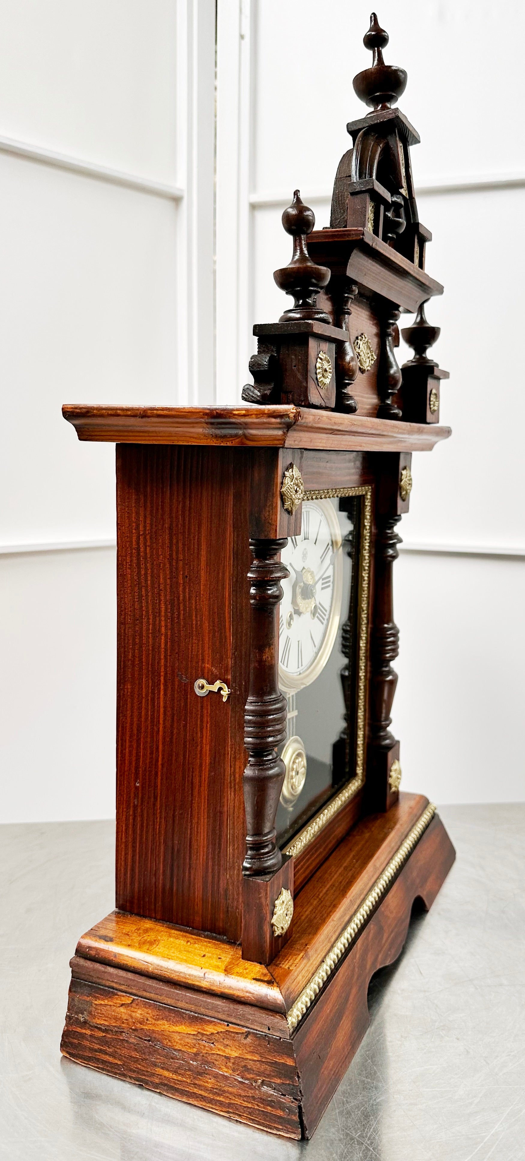 Antique UUU Union Clock Co. Daily Wind Alarm Mantel Clock | Adelaide Clocks