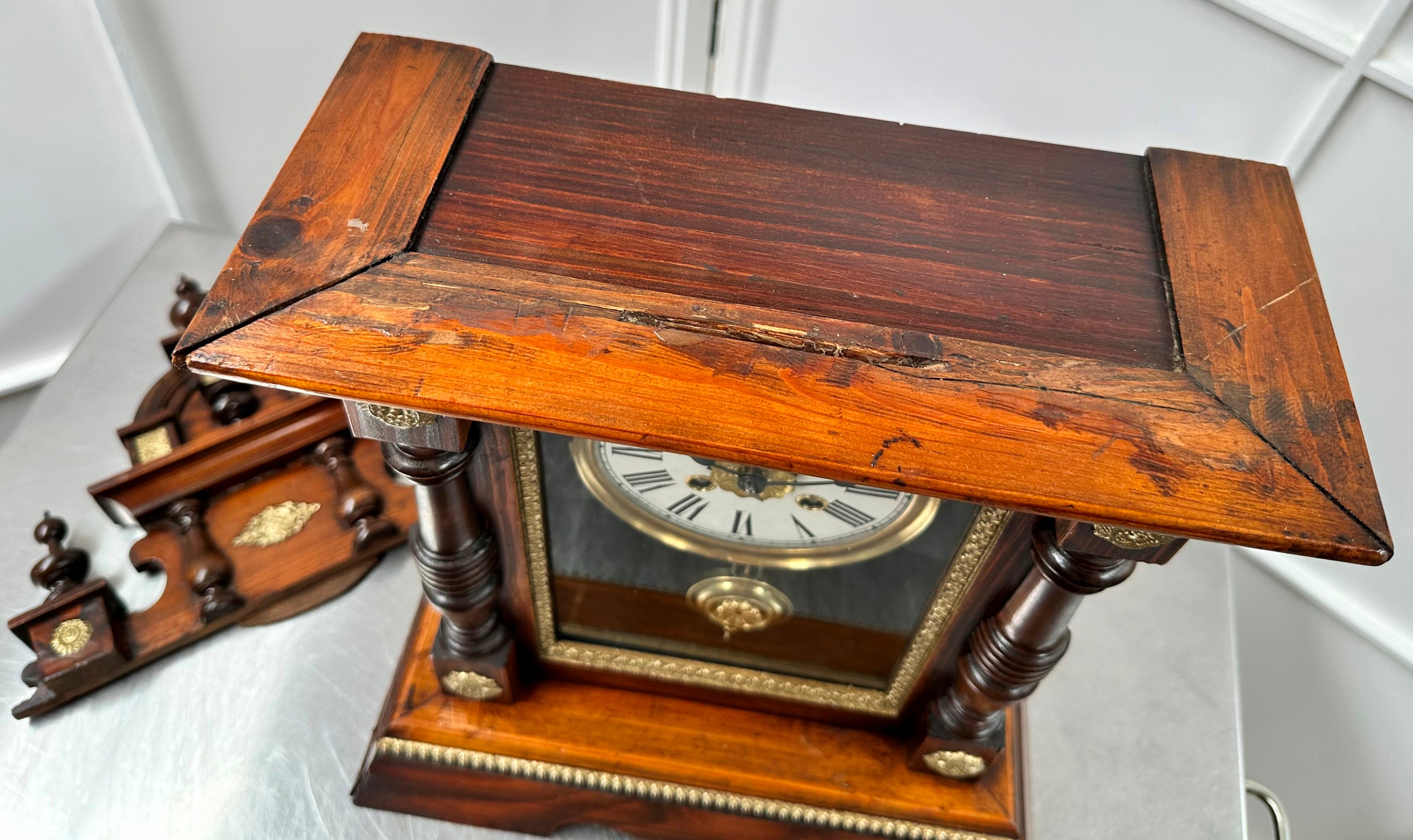 Antique UUU Union Clock Co. Daily Wind Alarm Mantel Clock | Adelaide Clocks