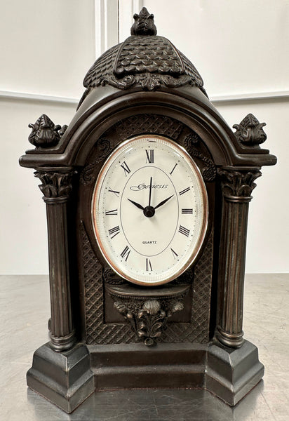 Vintage Genesis Cast BRONZE Battery Mantel Clock  | Adelaide Clocks