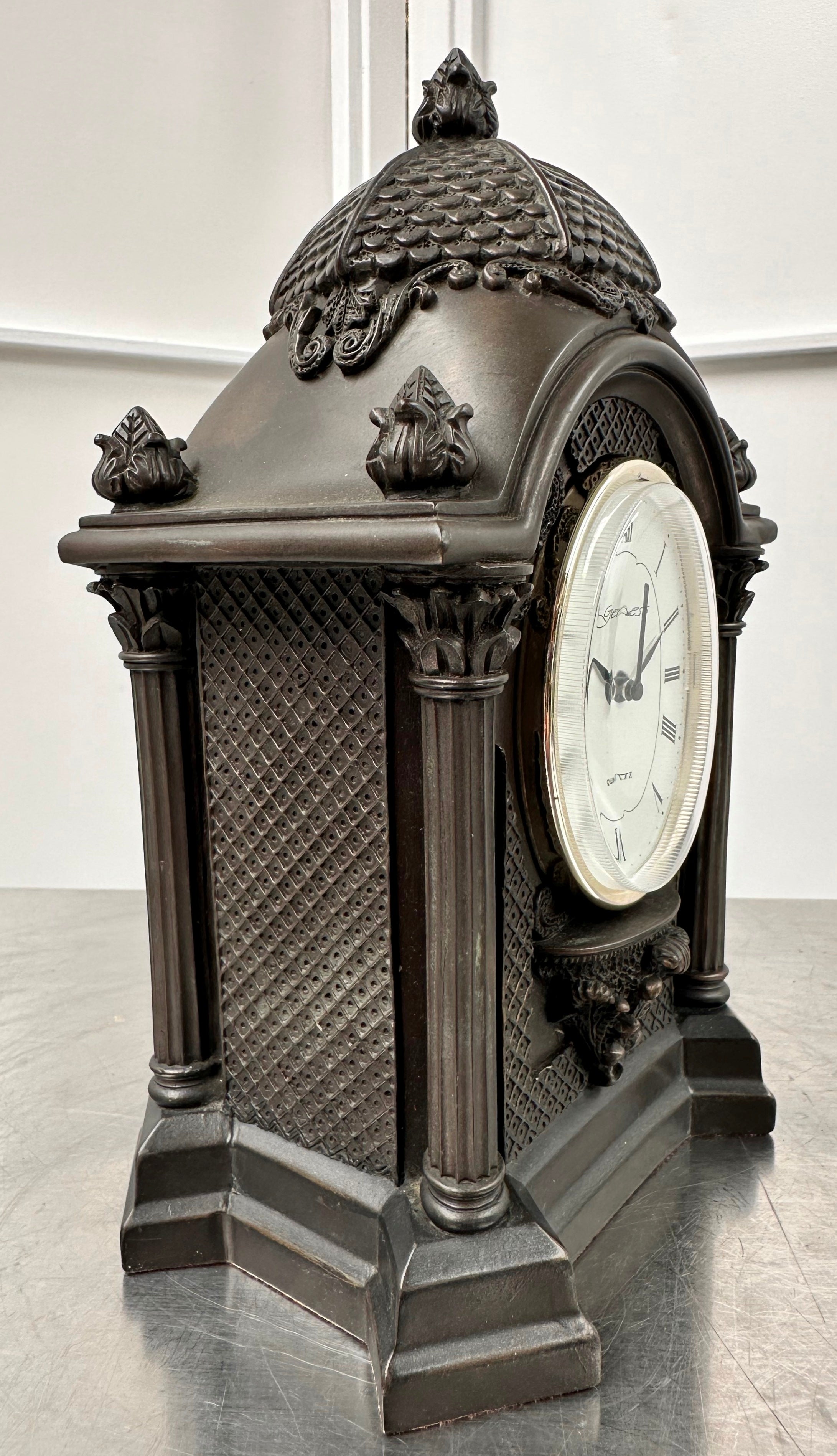 Vintage Genesis Cast BRONZE Battery Mantel Clock  | Adelaide Clocks