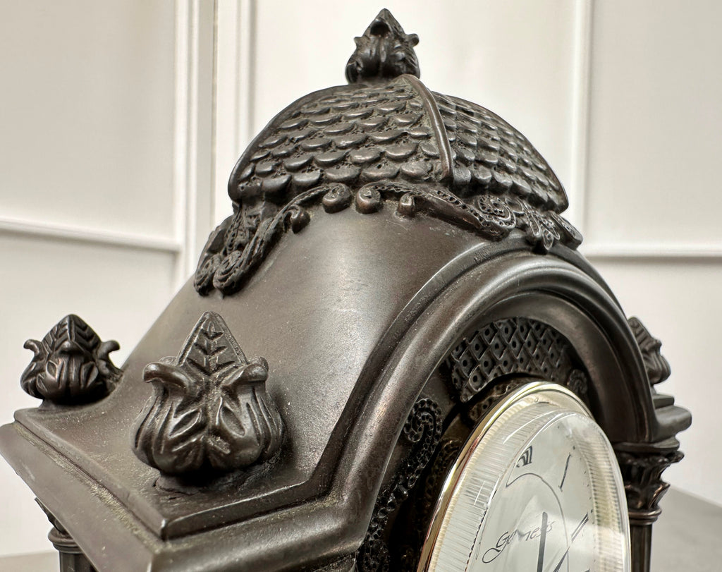 Vintage Genesis Cast BRONZE Battery Mantel Clock  | Adelaide Clocks