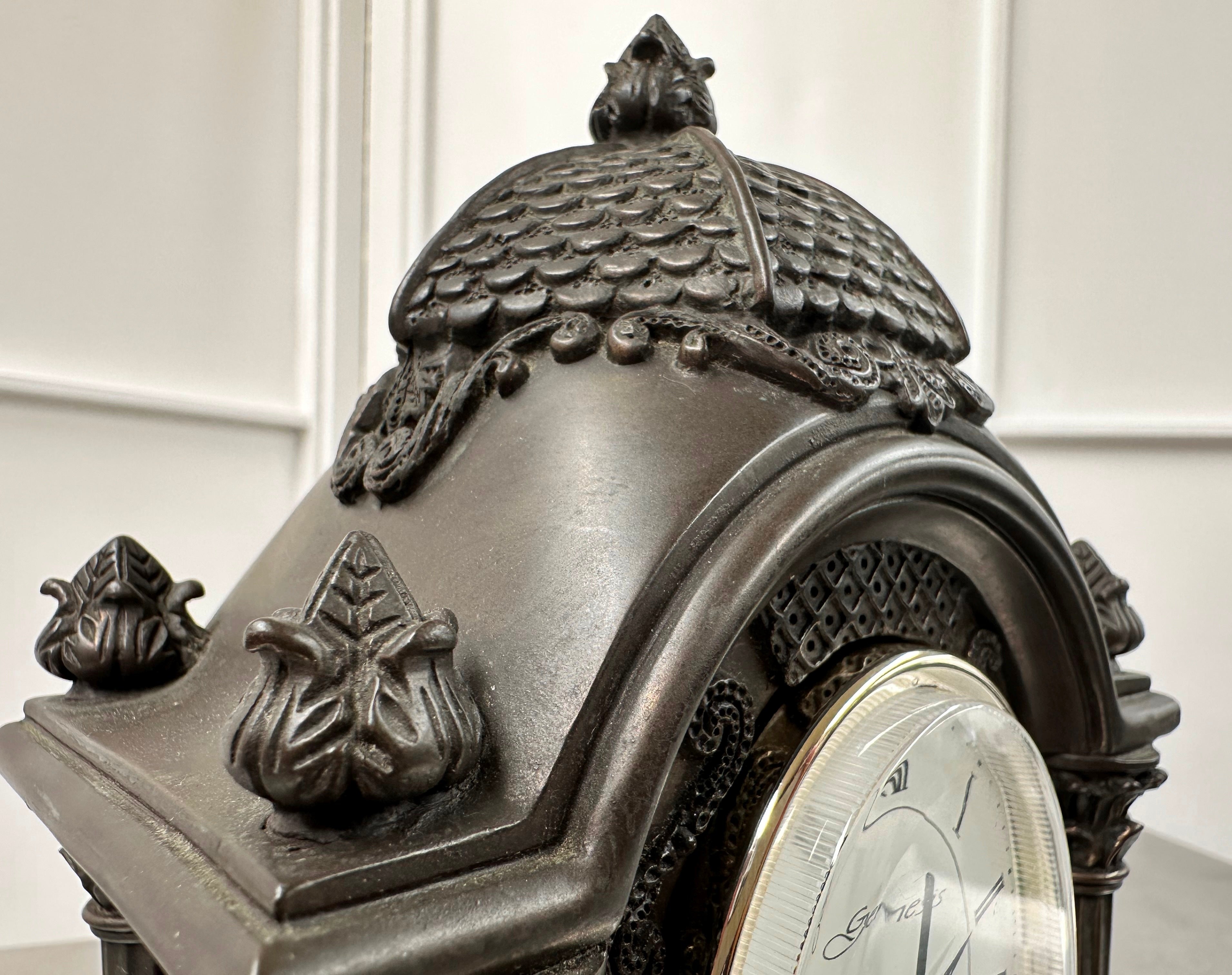 Vintage Genesis Cast BRONZE Battery Mantel Clock  | Adelaide Clocks