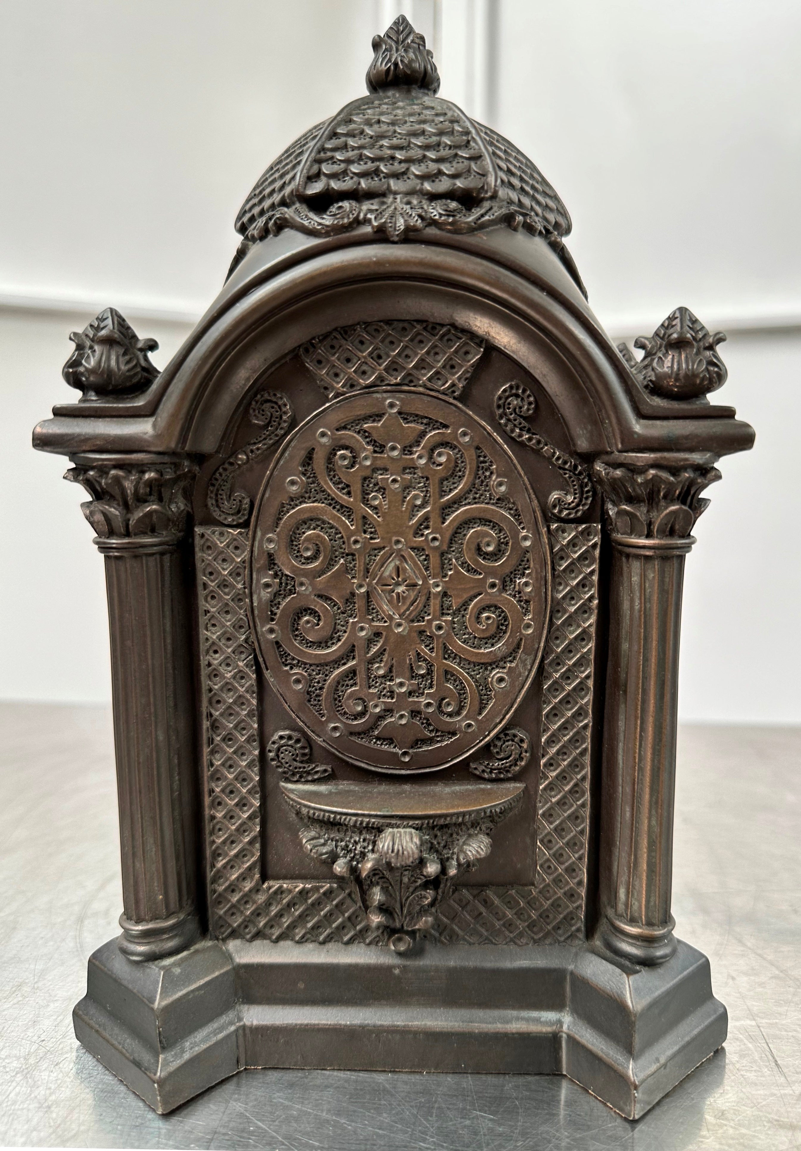 Vintage Genesis Cast BRONZE Battery Mantel Clock  | Adelaide Clocks