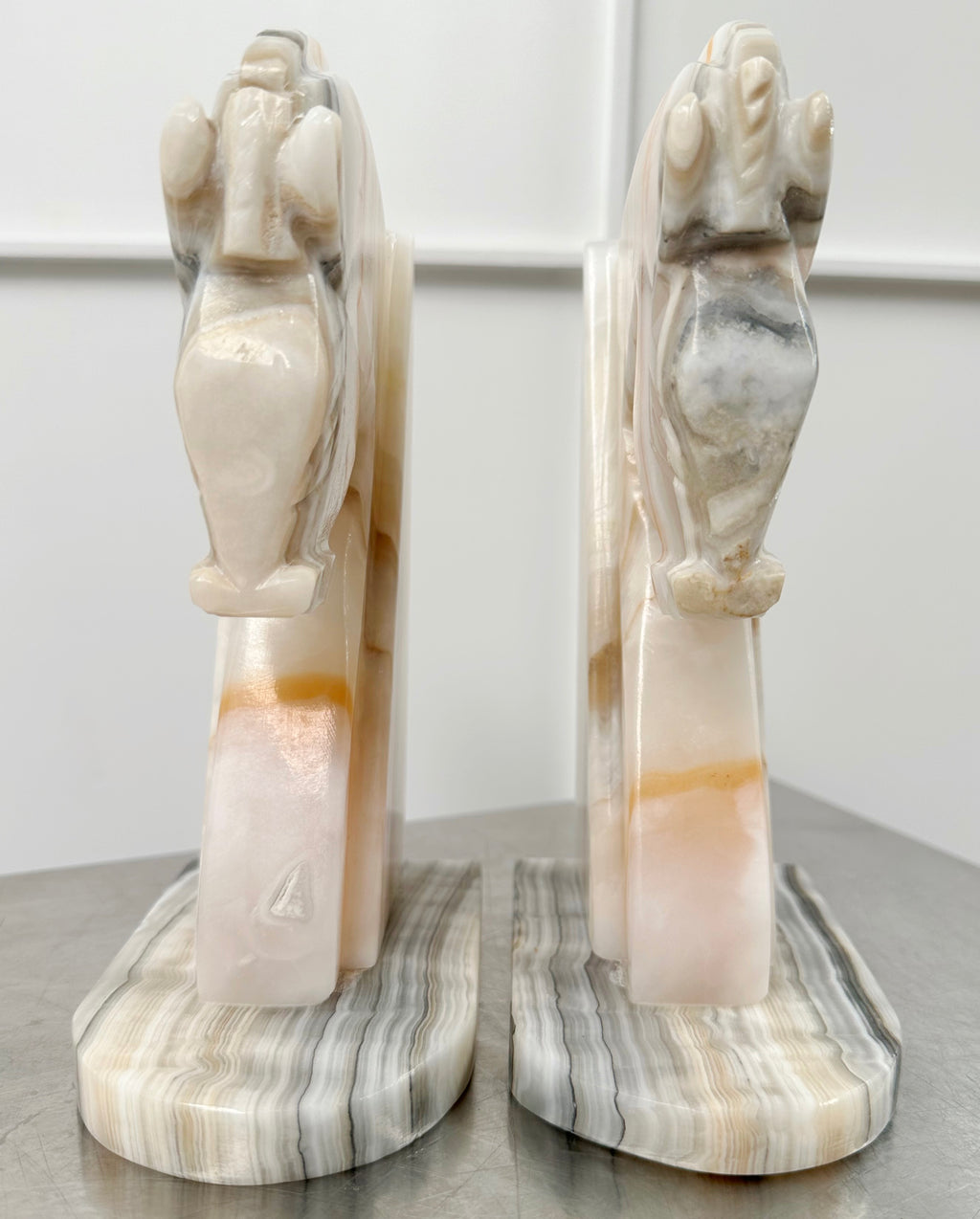 Vintage Pair Onyx/Marble Trojan Horse Bookends | Adelaide Clocks