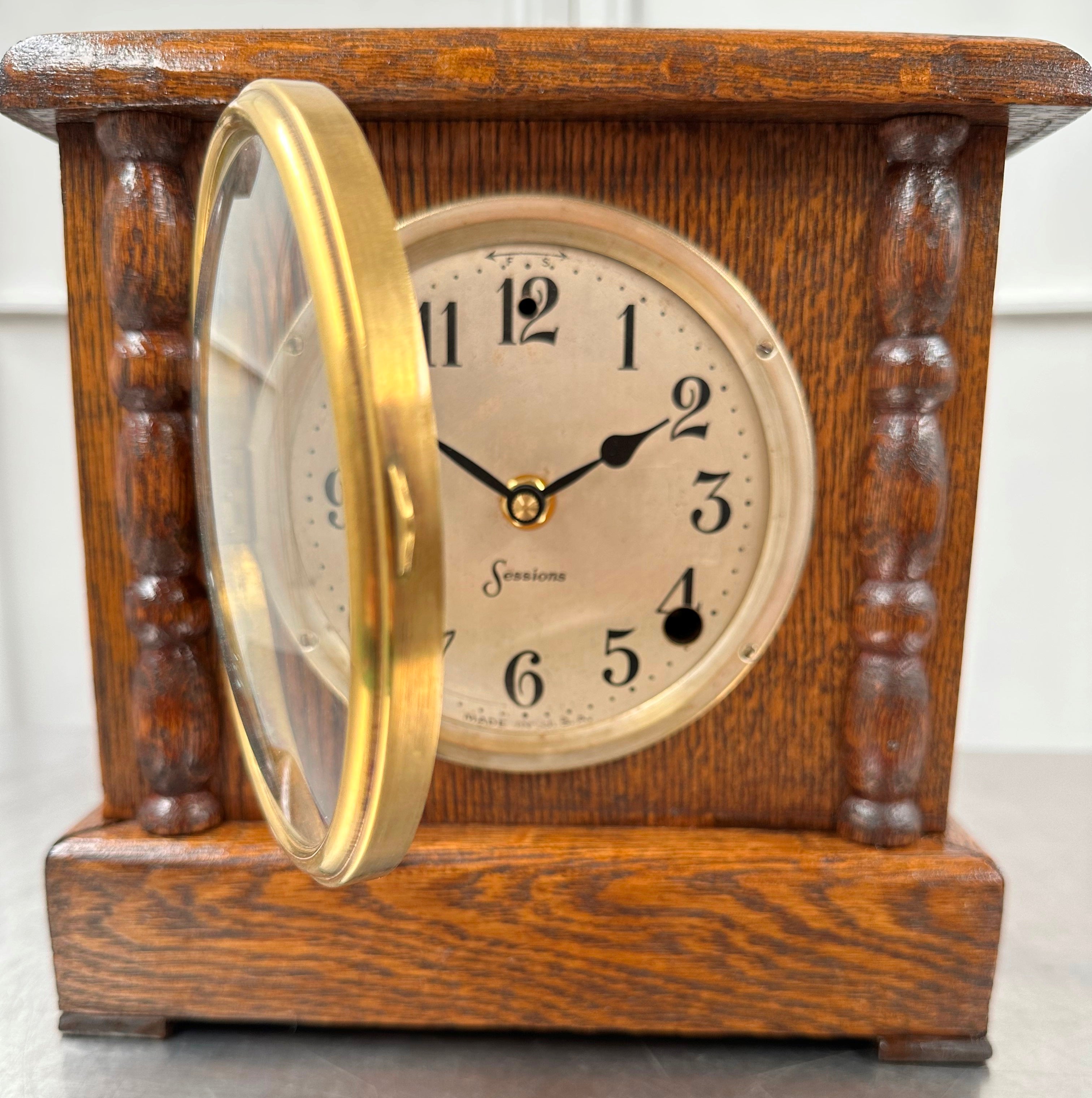 Antique Sessions Battery Mantel Clock | Adelaide Clocks