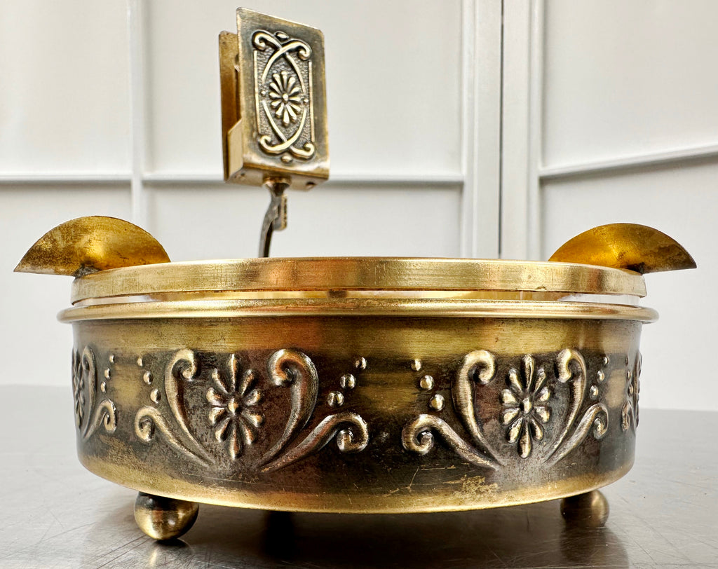 Vintage Ornate Brass & Glass Ashtray with Matchbox Holder | Adelaide Clocks