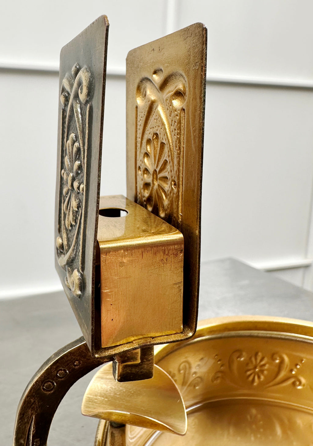 Vintage Ornate Brass & Glass Ashtray with Matchbox Holder | Adelaide Clocks
