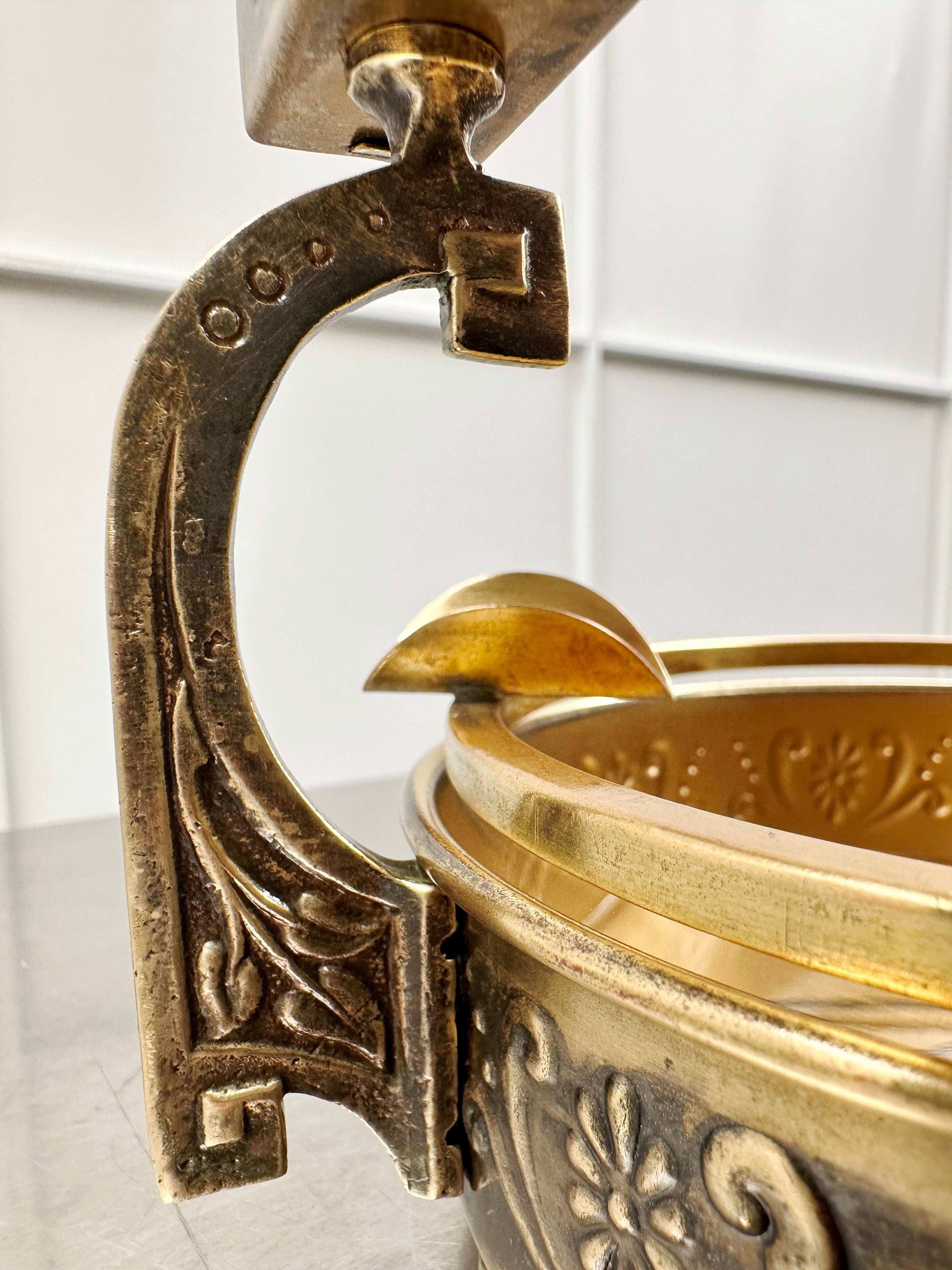 Vintage Ornate Brass & Glass Ashtray with Matchbox Holder | Adelaide Clocks