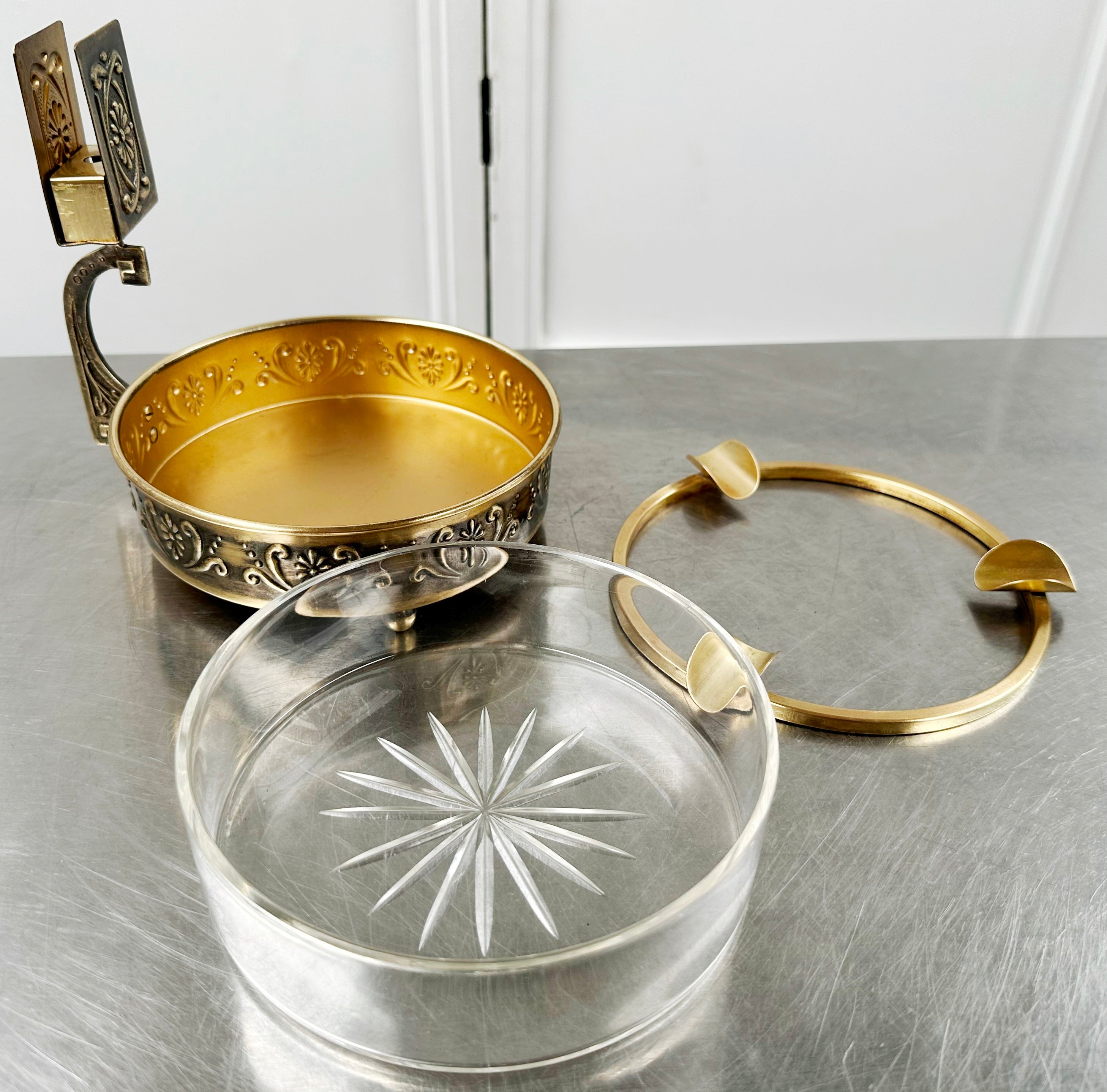 Vintage Ornate Brass & Glass Ashtray with Matchbox Holder | Adelaide Clocks