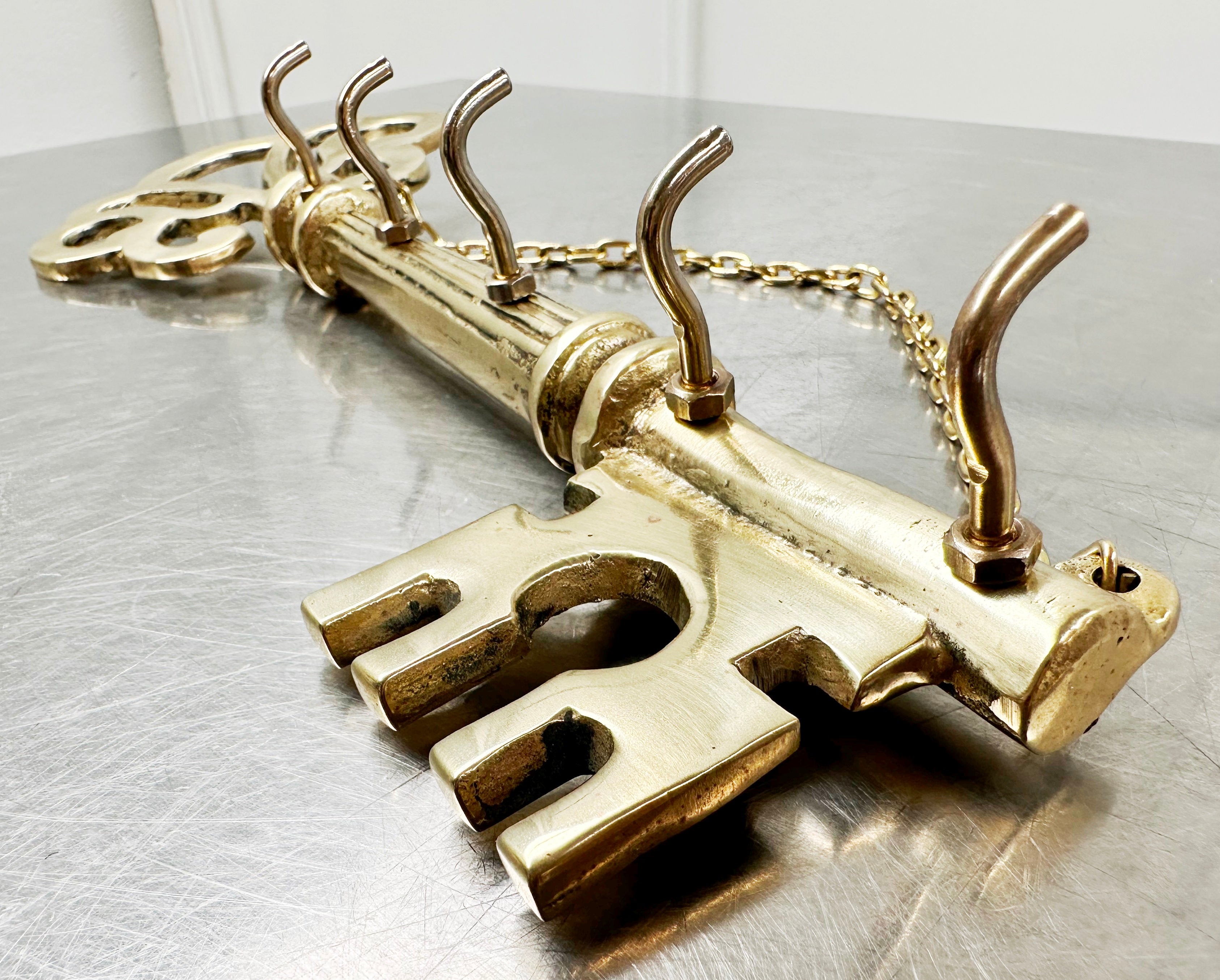 Vintage Solid Brass Wall Hanging Key Holder | Adelaide Clocks