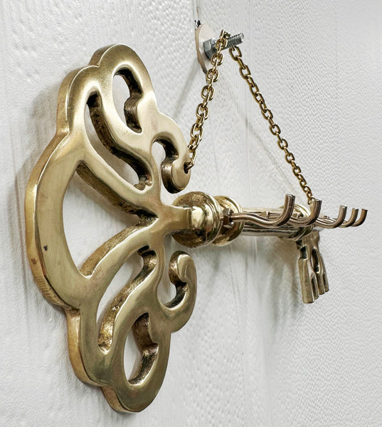 Vintage Solid Brass Wall Hanging Key Holder | Adelaide Clocks