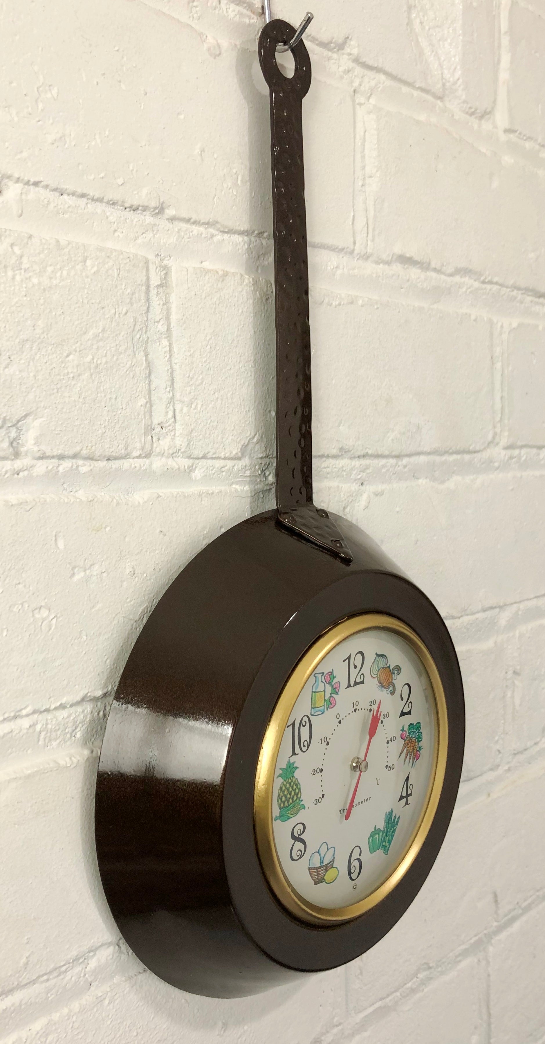 Vintage Kitchen Frying Pan Wall Thermometer | Adelaide Clocks