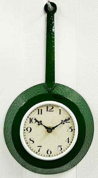 Vintage Kitchen Frying Pan Battery Wall Clock | Adelaide Clocks