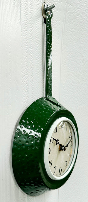 Vintage Kitchen Frying Pan Battery Wall Clock | Adelaide Clocks