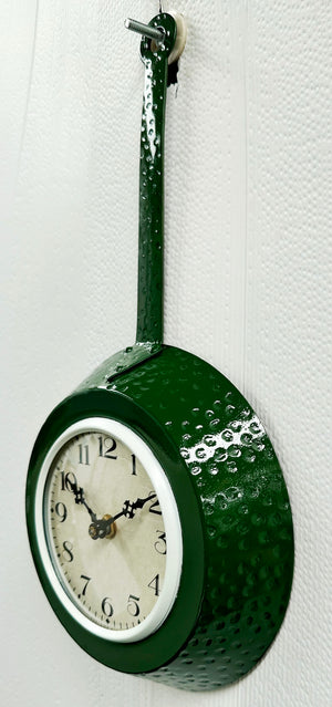Vintage Kitchen Frying Pan Battery Wall Clock | Adelaide Clocks