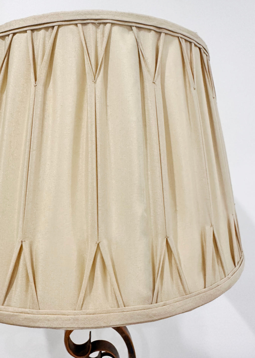 Vintage Style Tall Bronze Metal Table Lamp With Material Shade | Adelaide Clocks