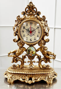 Vintage Figural Italian Cherub Cupid Battery Mantel Clock | Adelaide Clocks