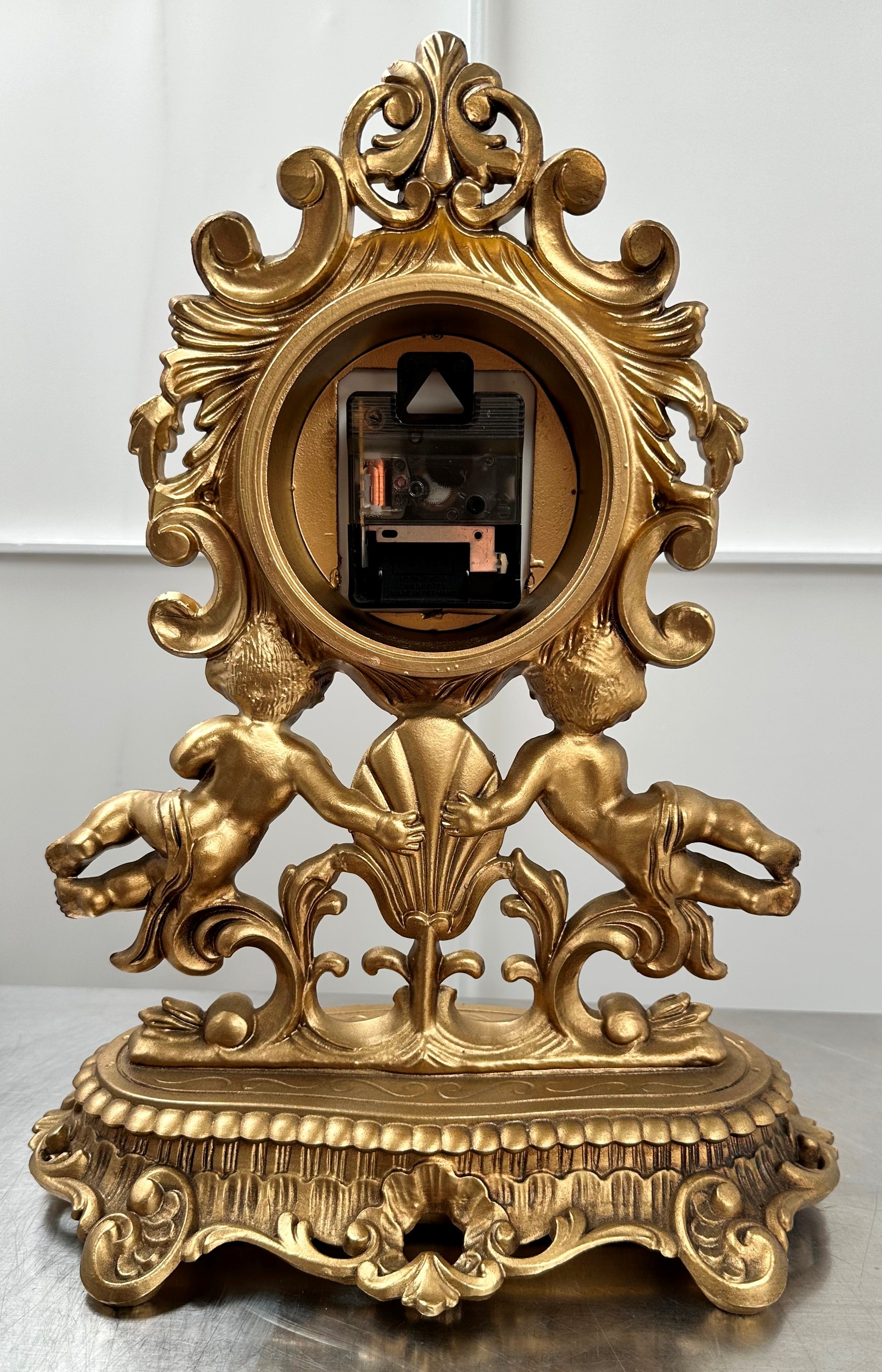 Vintage Figural Italian Cherub Cupid Battery Mantel Clock | Adelaide Clocks