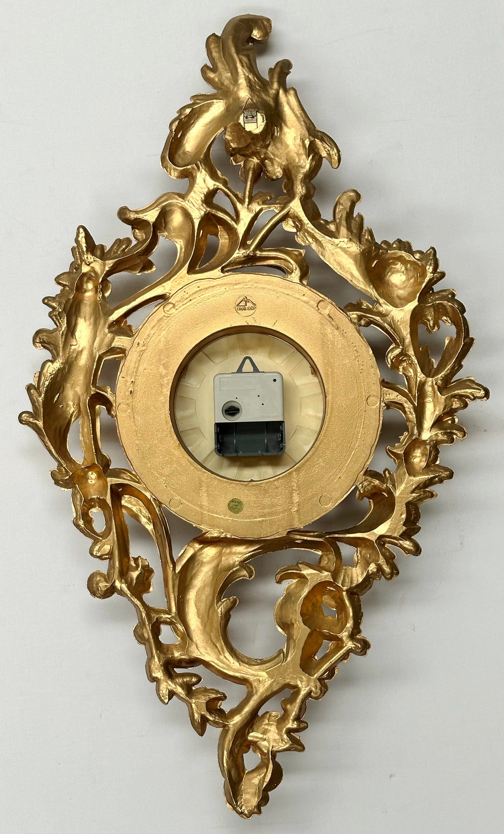 Vintage Ornate Figural Floral Gold Battery Wall Clock | Adelaide Clocks