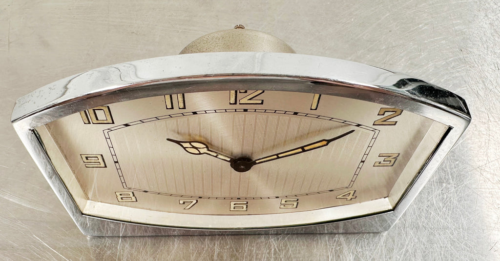 Vintage Original Art Deco Silver Desk Clock | Adelaide Clocks