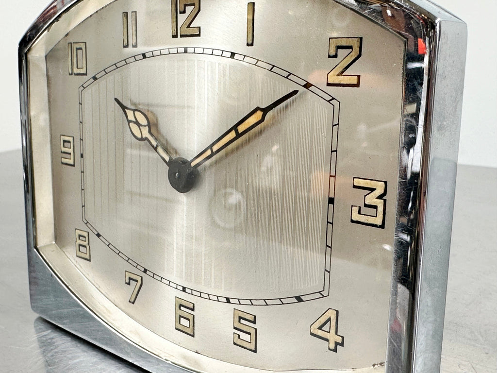 Vintage Original Art Deco Silver Desk Clock | Adelaide Clocks