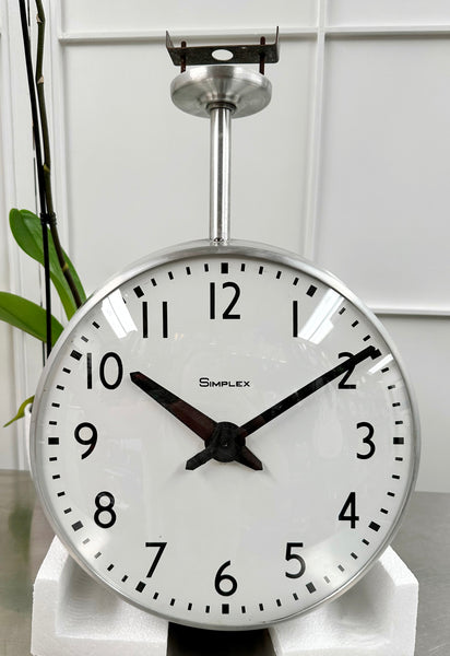 Vintage Simplex Double-Sided Railway Station Battery Hanging Clock | Adelaide Clocks 
