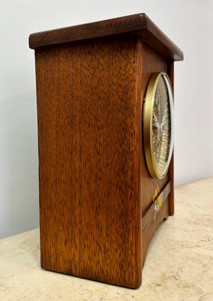 Vintage Original Wood grained Battery Mantel Clock | eXibit collection