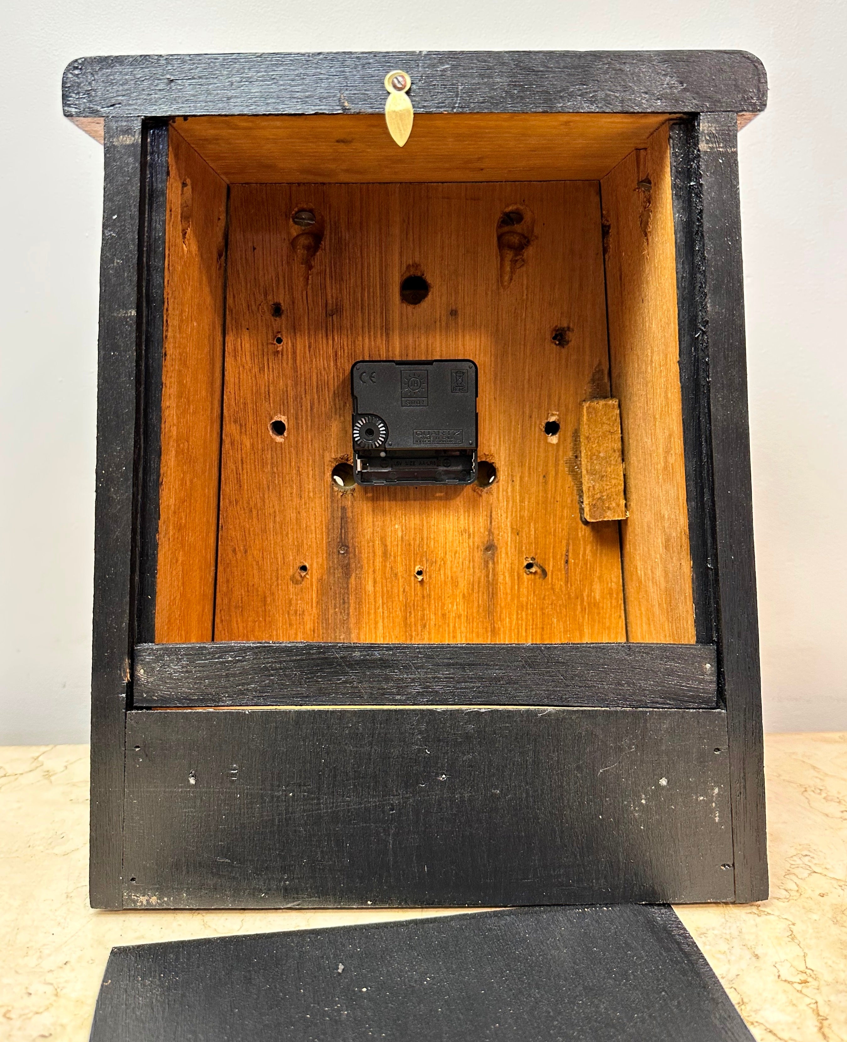 Vintage Original Wood grained Battery Mantel Clock | eXibit collection