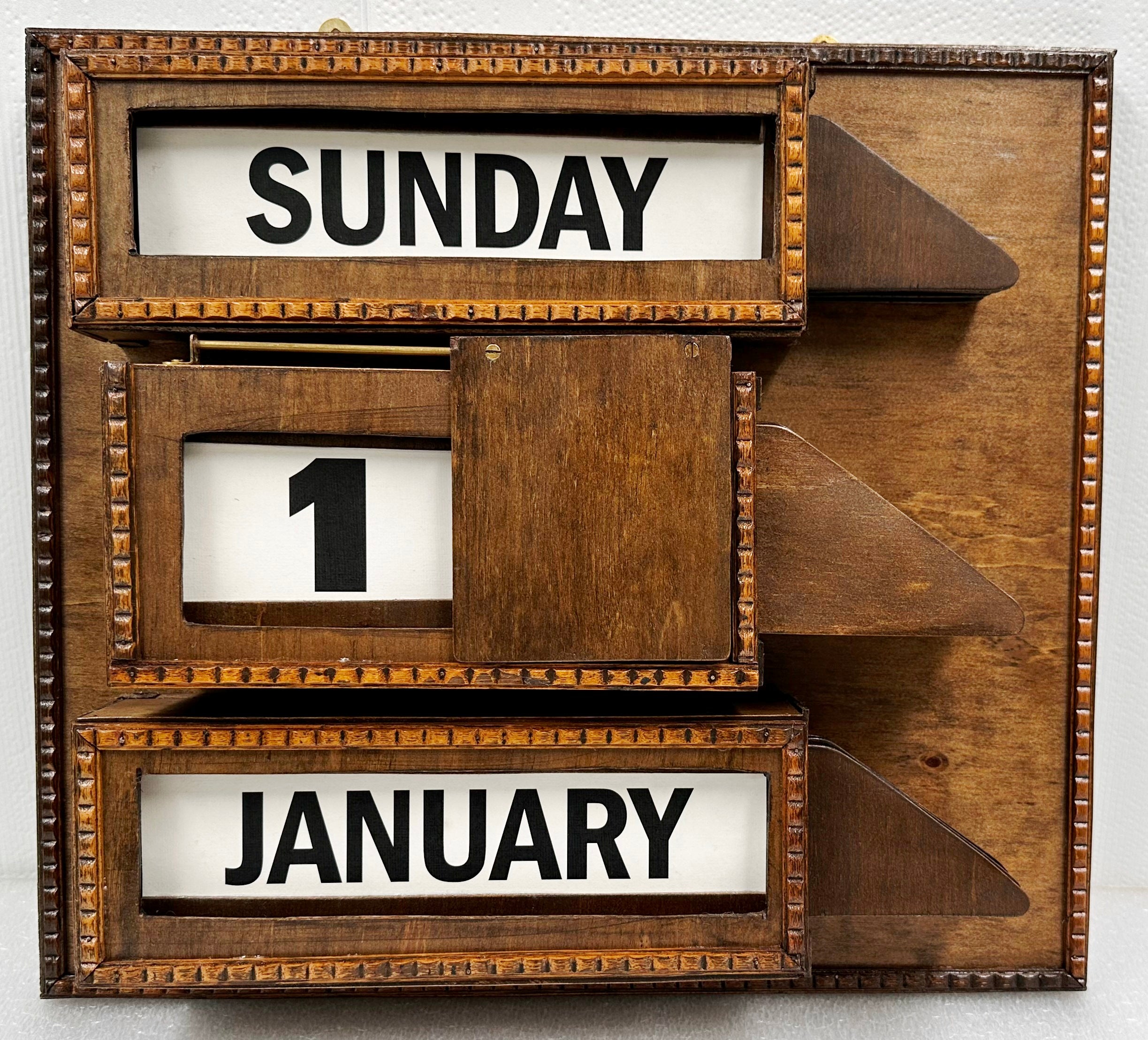 Vintage Perpetual Wooden Wall Calendar | Adelaide Clocks