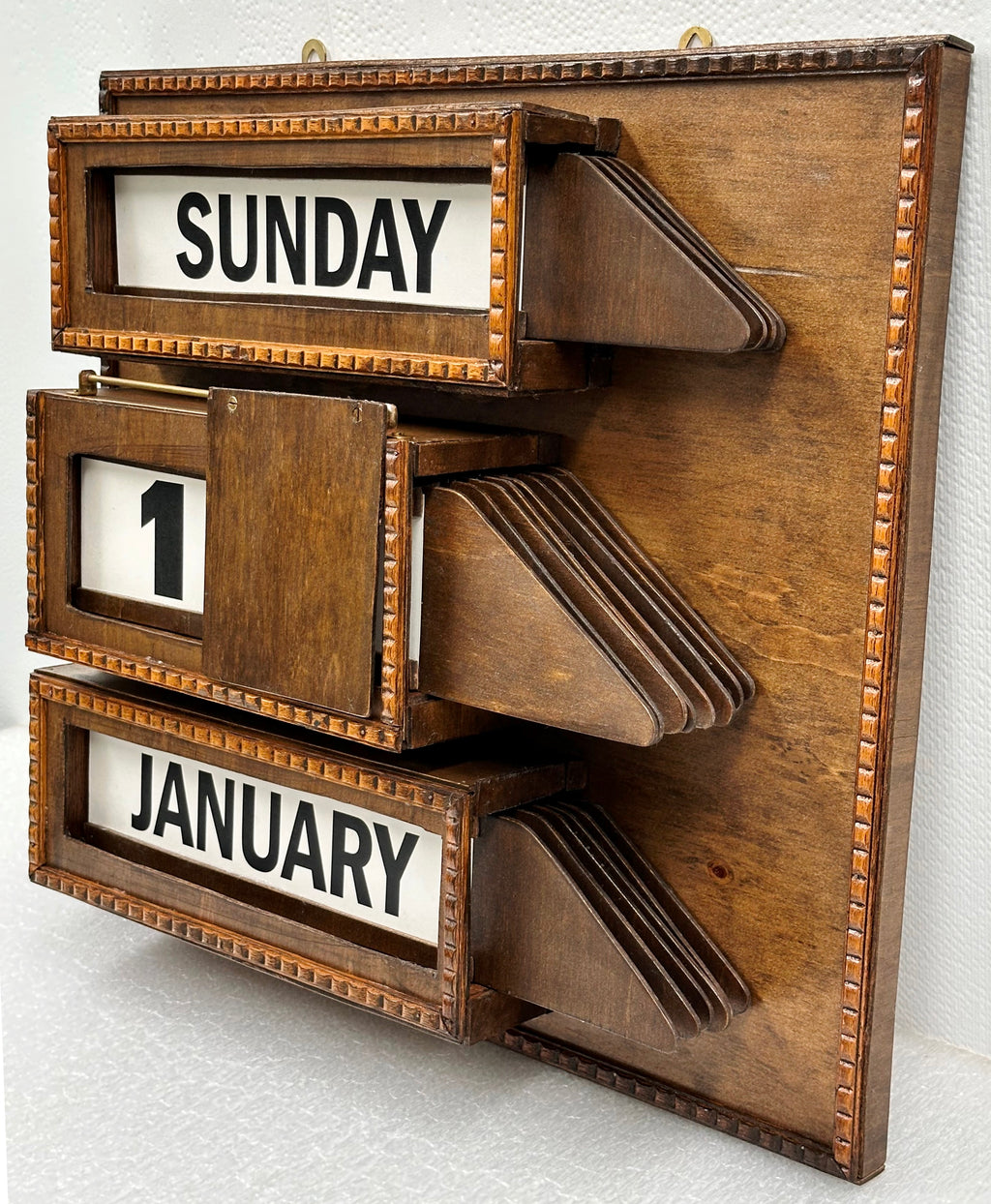 Vintage Perpetual Wooden Wall Calendar | Adelaide Clocks