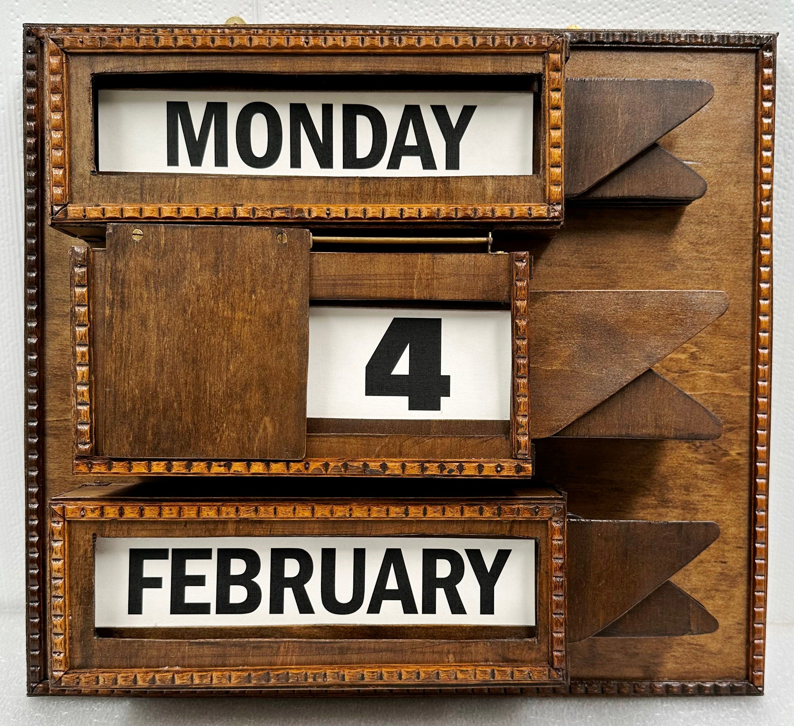Vintage Perpetual Wooden Wall Calendar | Adelaide Clocks