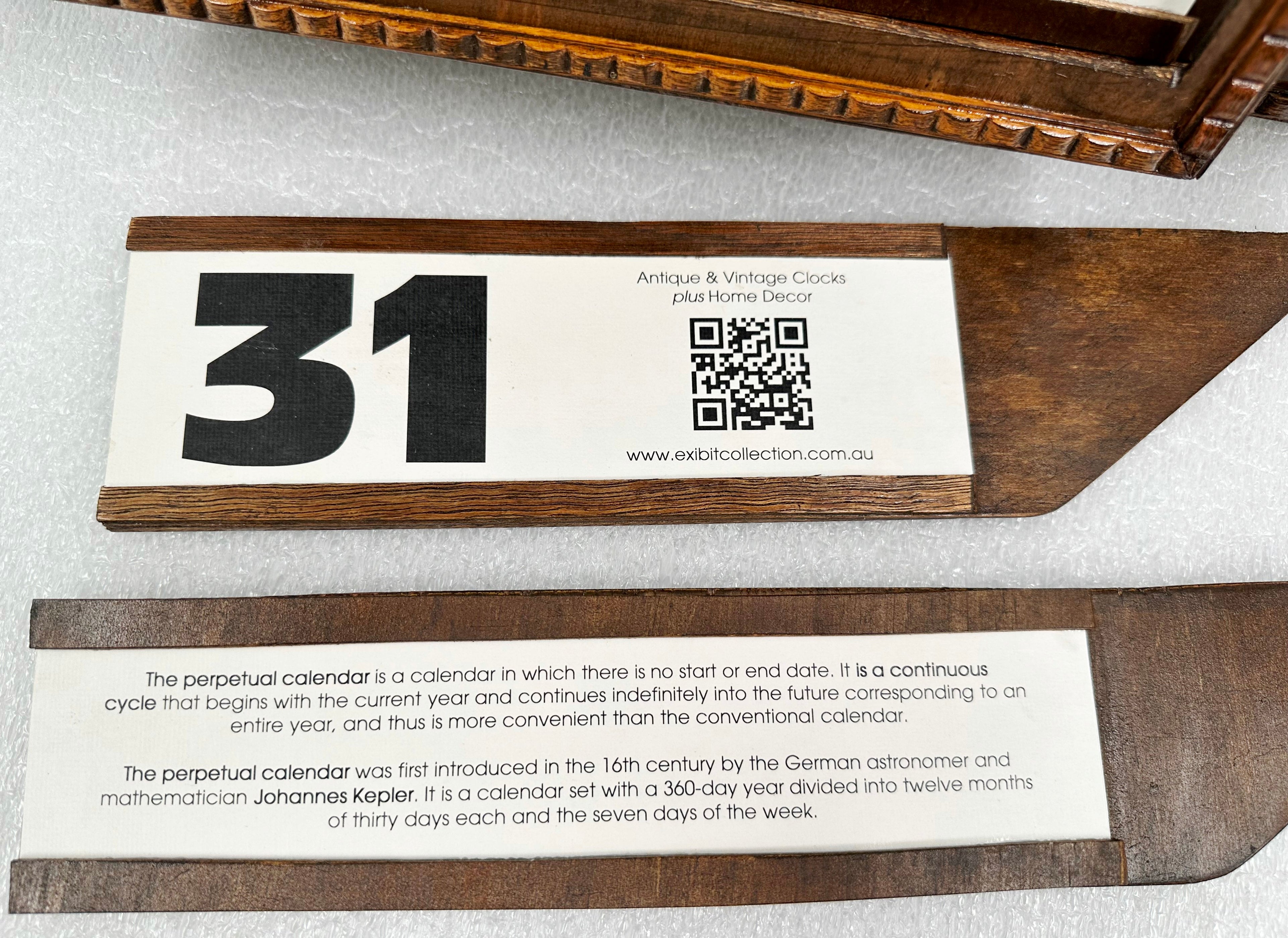 Vintage Perpetual Wooden Wall Calendar | Adelaide Clocks