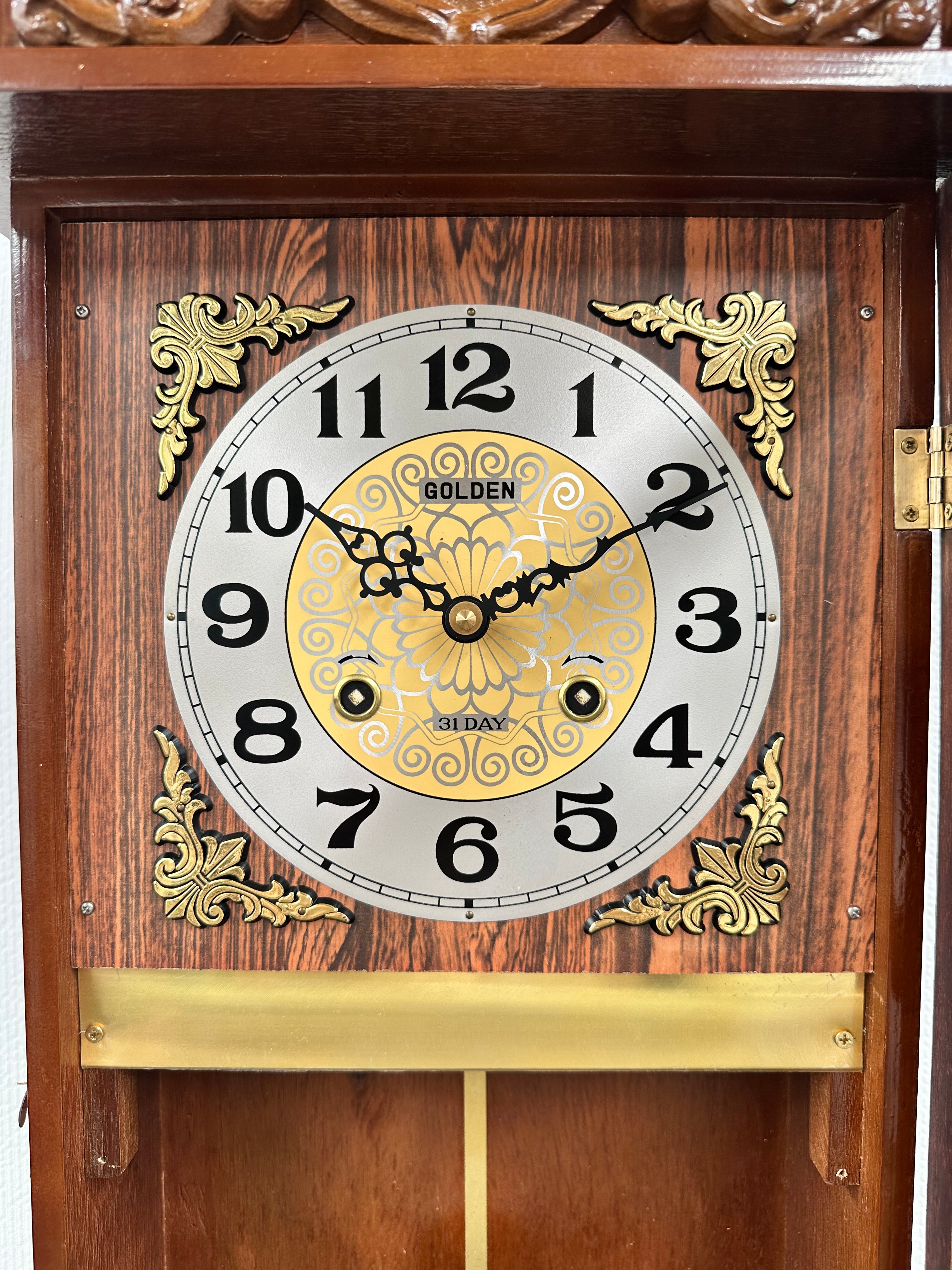 Vintage Golden 31 Day Bim Bam Battery Wall Clock | Adelaide Clocks