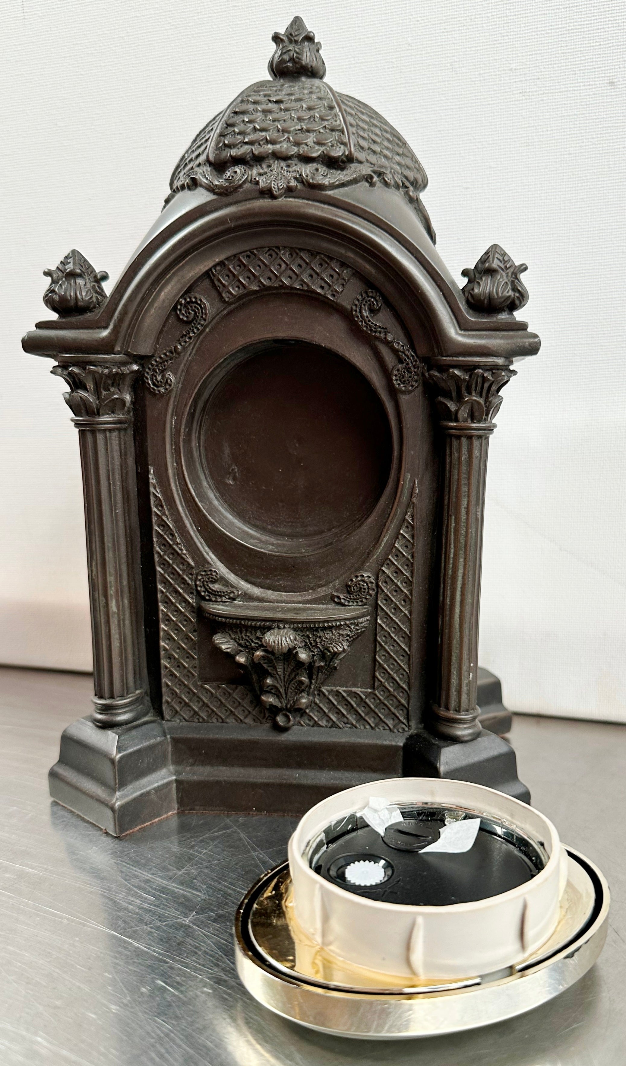 Vintage Genesis Cast BRONZE Battery Mantel Clock  | Adelaide Clocks