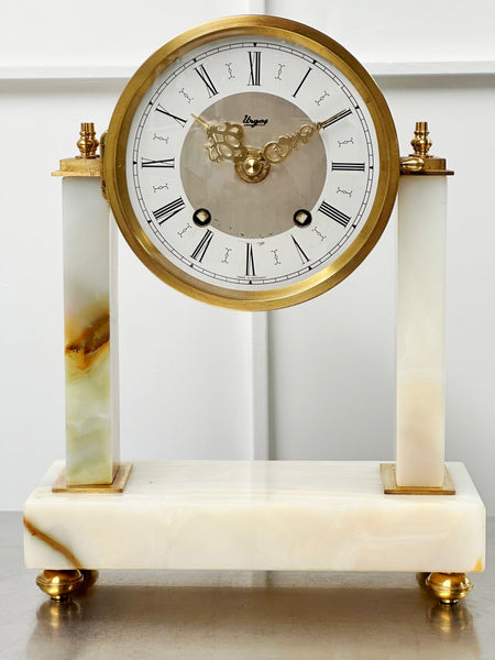 Antique Urgos German Marble Battery Column Mantel Clock | Adelaide Clocks
