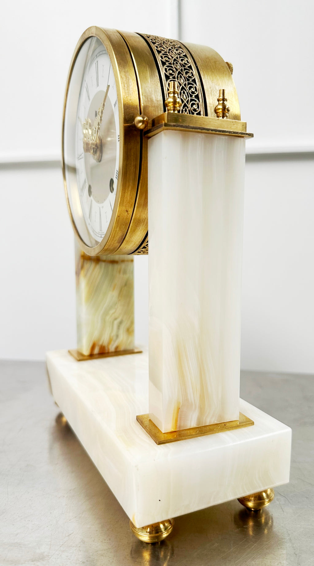 Antique Urgos German Marble Battery Column Mantel Clock | Adelaide Clocks