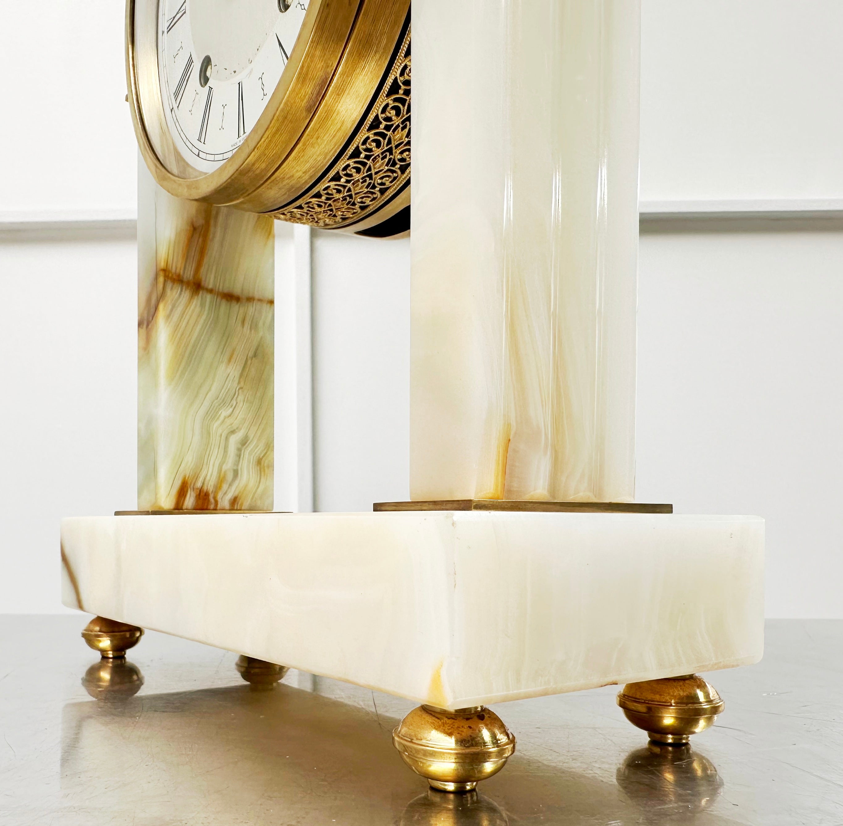 Antique Urgos German Marble Battery Column Mantel Clock | Adelaide Clocks