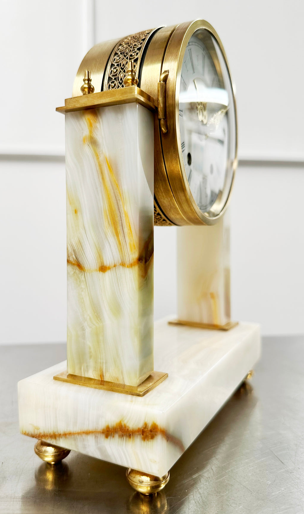 Antique Urgos German Marble Battery Column Mantel Clock | Adelaide Clocks