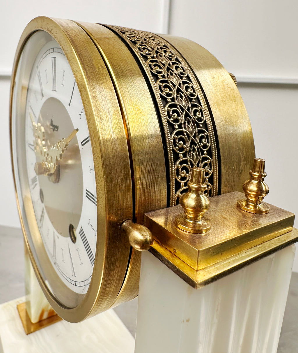 Antique Urgos German Marble Battery Column Mantel Clock | Adelaide Clocks