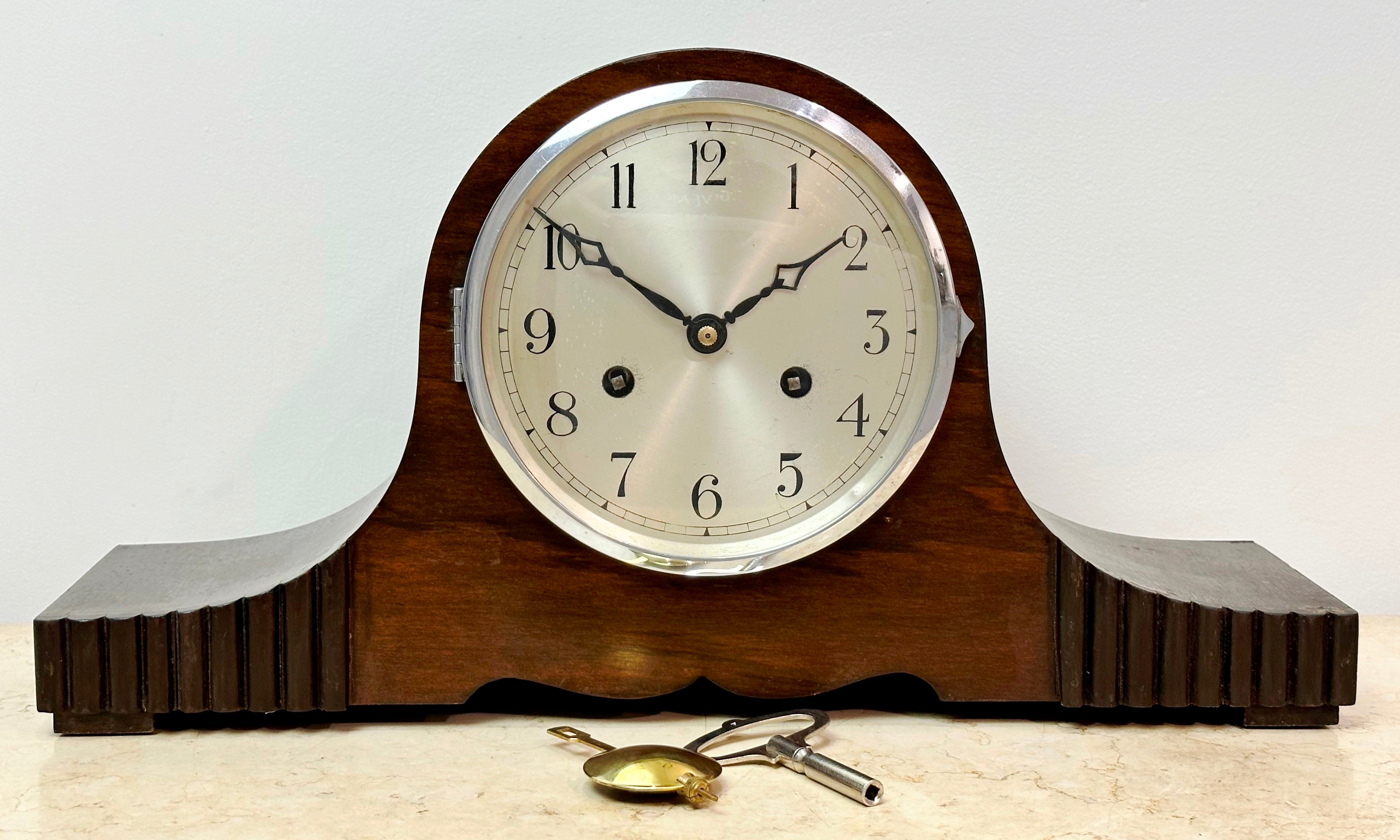 Vintage Napoleon Style Hammer on Coil Chime Mantel Clock | eXibit collection