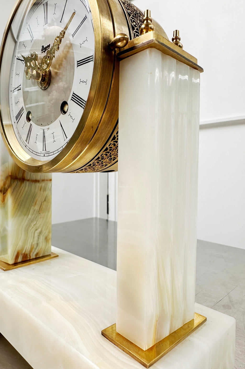 Antique Urgos German Marble Battery Column Mantel Clock | Adelaide Clocks