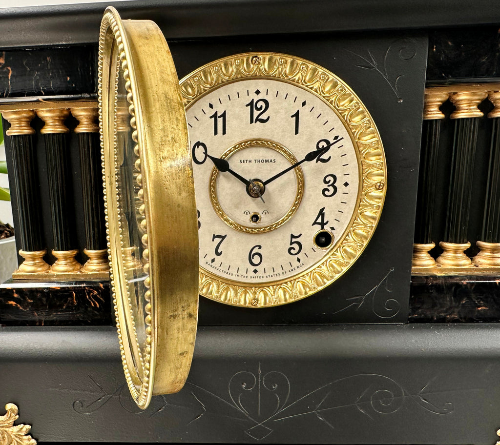 Antique Seth Thomas Hammer on Coil Strike Mantel Clock | Adelaide Clocks