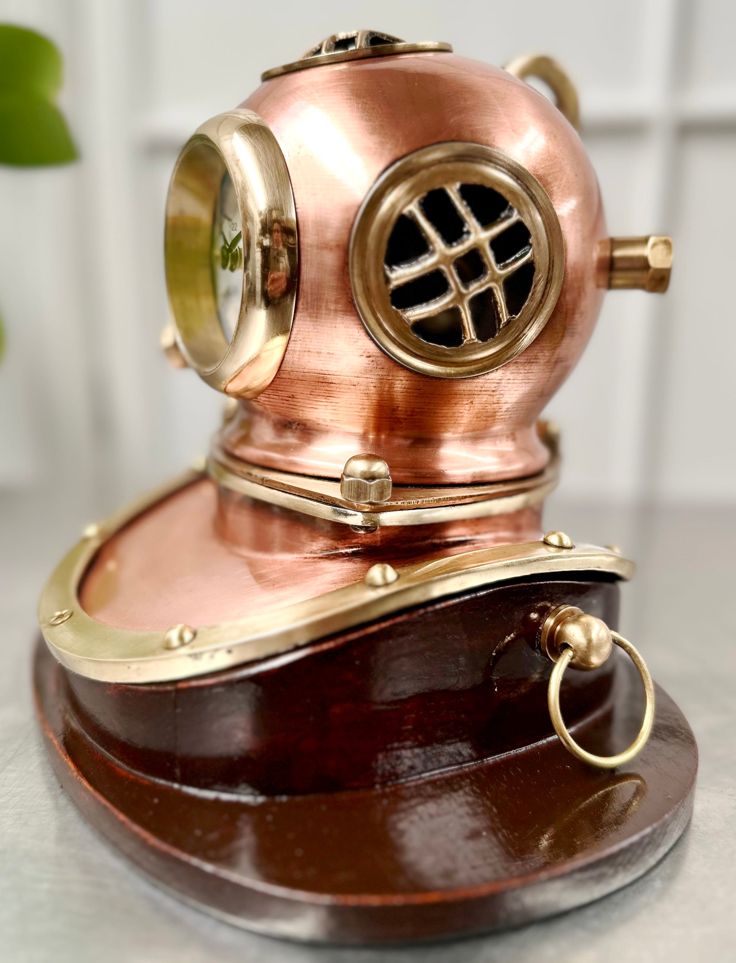 Vintage Ships Clock Scuba Divers Helmet Brass & Copper | Adelaide Clocks