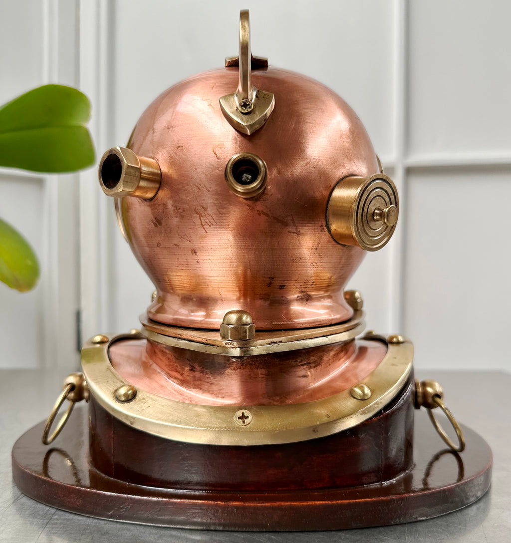 Vintage Ships Clock Scuba Divers Helmet Brass & Copper | Adelaide Clocks