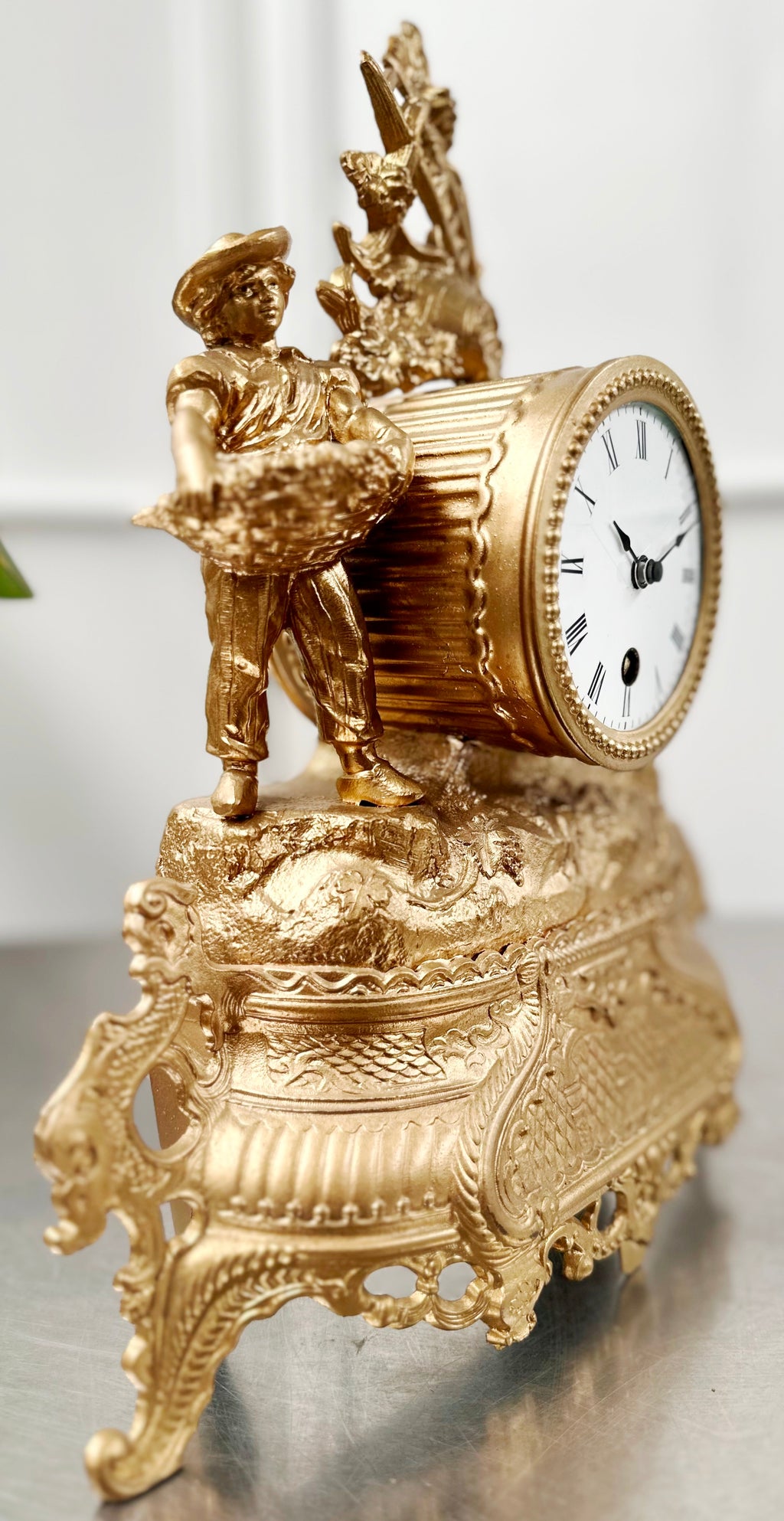 Antique French Figural Spelter Quartz Mantel Clock | Adelaide Clocks