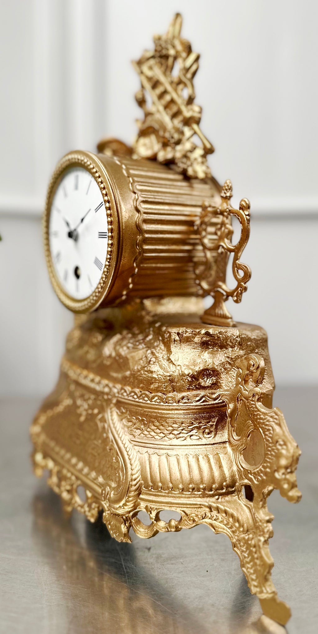 Antique French Figural Spelter Quartz Mantel Clock | Adelaide Clocks